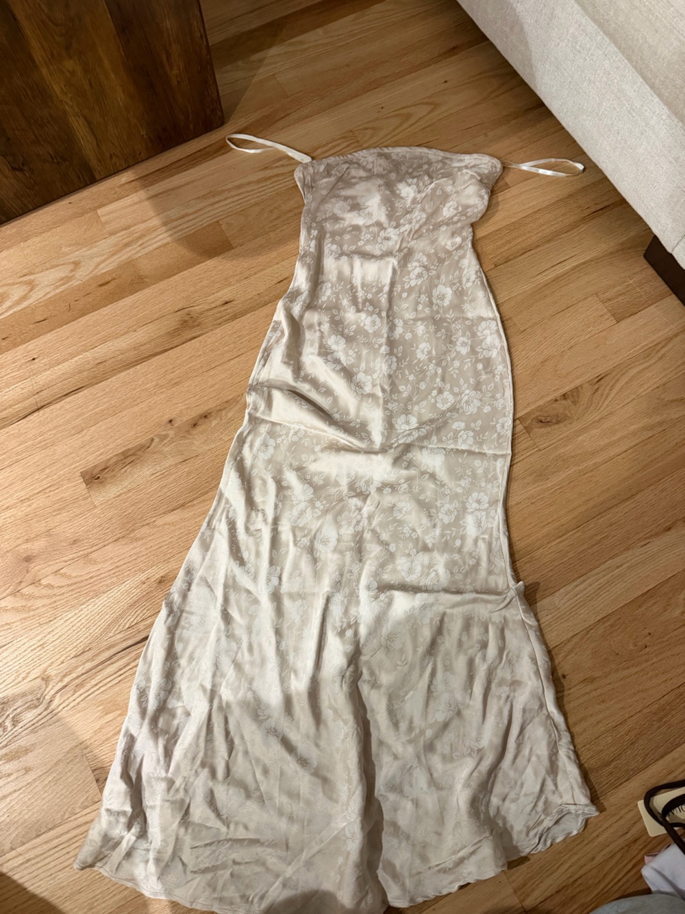 Princess Polly Ivory Floral Strapless Slip Dress